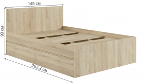 Кровать с ящиками К1.4М Мадера Сонома в Исилькуле - isilkul.katalogmebeli.com | фото 2