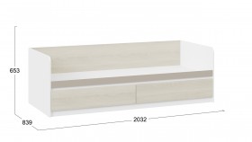 Кровать «Сканди» с 2 ящиками Дуб Гарден/Белый/Глиняный серый в Исилькуле - isilkul.katalogmebeli.com | фото 3