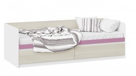 Кровать «Сканди» с 2 ящиками Дуб Гарден/Белый/Лиловый в Исилькуле - isilkul.katalogmebeli.com | фото 1