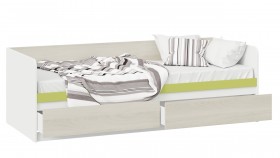 Кровать «Сканди» с 2 ящиками Дуб Гарден/Белый/Зеленый в Исилькуле - isilkul.katalogmebeli.com | фото 2