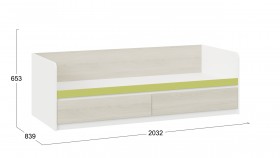 Кровать «Сканди» с 2 ящиками Дуб Гарден/Белый/Зеленый в Исилькуле - isilkul.katalogmebeli.com | фото 3