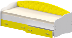 Кровать Софа-7 с мягкой спинкой (800х1900) Белый/Желтый в Исилькуле - isilkul.katalogmebeli.com | фото