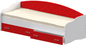 Кровать Софа-7 с мягкой спинкой (800х1900) Белый/Красный в Исилькуле - isilkul.katalogmebeli.com | фото