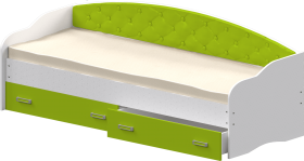 Кровать Софа-7 с мягкой спинкой (800х1900) Белый/Лайм в Исилькуле - isilkul.katalogmebeli.com | фото