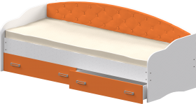 Кровать Софа-7 с мягкой спинкой (800х1900) Белый/Оранжевый в Исилькуле - isilkul.katalogmebeli.com | фото 1