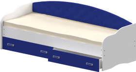 Кровать Софа-7 с мягкой спинкой (800х1900) Белый/Синий в Исилькуле - isilkul.katalogmebeli.com | фото