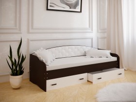 Кровать Софа-7 с мягкой спинкой (800х1900) Венге/ Белый в Исилькуле - isilkul.katalogmebeli.com | фото