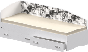 Кровать Софа-9 с мягкой спинкой с рисунком Милана (900х1900) Белый в Исилькуле - isilkul.katalogmebeli.com | фото 1
