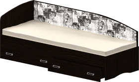 Кровать Софа-9 с мягкой спинкой с рисунком Милана (900х1900) Венге в Исилькуле - isilkul.katalogmebeli.com | фото 1