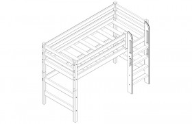 Кровать Соня вариант 5 полувысокая с прямой лестницей белый полупрозрачный в Исилькуле - isilkul.katalogmebeli.com | фото 3
