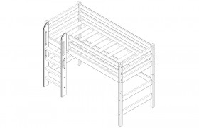 Кровать Соня вариант 5 полувысокая с прямой лестницей белый полупрозрачный в Исилькуле - isilkul.katalogmebeli.com | фото 4