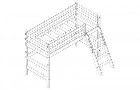 Кровать Соня вариант 6 полувысокая с наклонной лестницей Белый полупрозрачный в Исилькуле - isilkul.katalogmebeli.com | фото 3