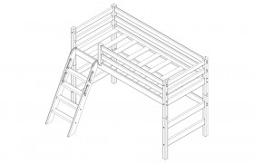 Кровать Соня вариант 6 полувысокая с наклонной лестницей Белый полупрозрачный в Исилькуле - isilkul.katalogmebeli.com | фото 4
