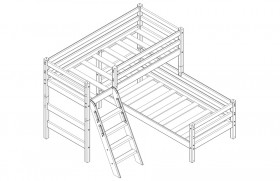 Кровать Соня вариант 8 угловая с наклонной лестницей Белый полупрозрачный в Исилькуле - isilkul.katalogmebeli.com | фото 3
