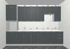 Кухня Квадро 3,2 м (высокие модули/Железо/Серый) в Исилькуле - isilkul.katalogmebeli.com | фото 3