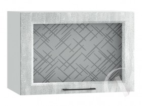 Либерти Шкаф верхний горизонтальный со стеклом ШВГС 609 (Холст грей/корпус белый) в Исилькуле - isilkul.katalogmebeli.com | фото