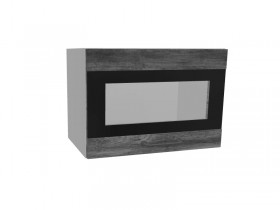 Лофт ПГСФ 500 шкаф верхний горизонтальный со стеклом и фотопечатью (Дуб бурый/корпус Серый) в Исилькуле - isilkul.katalogmebeli.com | фото