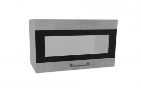 Лофт ПГСФ 600 шкаф верхний горизонтальный со стеклом и фотопечатью (Бетон светлый/корпус Серый) в Исилькуле - isilkul.katalogmebeli.com | фото
