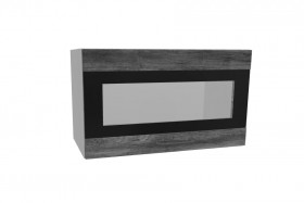 Лофт ПГСФ 600 шкаф верхний горизонтальный со стеклом и фотопечатью (Дуб бурый/корпус Серый) в Исилькуле - isilkul.katalogmebeli.com | фото