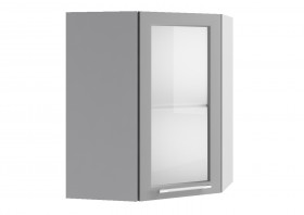 Лофт ПУС 550 шкаф верхний угловой со стеклом (Дуб бурый/корпус Серый) в Исилькуле - isilkul.katalogmebeli.com | фото