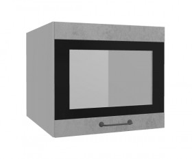Лофт ВПГСФ 500 шкаф верхний горизонтальный со стеклом высокий с фотопечатью (Бетон светлый/корпус Серый) в Исилькуле - isilkul.katalogmebeli.com | фото