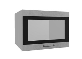 Лофт ВПГСФ 600 шкаф верхний горизонтальный со стеклом высокий с фотопечатью (Бетон светлый/корпус Серый) в Исилькуле - isilkul.katalogmebeli.com | фото