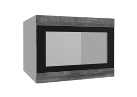 Лофт ВПГСФ 600 шкаф верхний горизонтальный со стеклом высокий с фотопечатью (Дуб бурый/корпус Серый) в Исилькуле - isilkul.katalogmebeli.com | фото