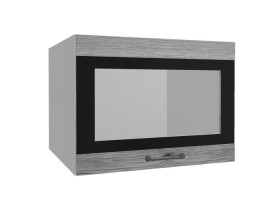 Лофт ВПГСФ 600 шкаф верхний горизонтальный со стеклом высокий с фотопечатью (Дуб майский/корпус Серый) в Исилькуле - isilkul.katalogmebeli.com | фото