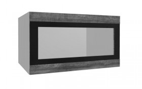 Лофт ВПГСФ 800 шкаф верхний горизонтальный со стеклом высокий с фотопечатью (Дуб бурый/корпус Серый) в Исилькуле - isilkul.katalogmebeli.com | фото
