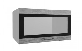 Лофт ВПГСФ 800 шкаф верхний горизонтальный со стеклом высокий с фотопечатью (Дуб майский/корпус Серый) в Исилькуле - isilkul.katalogmebeli.com | фото