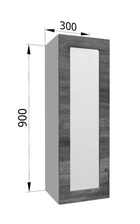 Лофт ВПС 300 шкаф верхний со стеклом высокий (Дуб бурый/корпус Серый) в Исилькуле - isilkul.katalogmebeli.com | фото