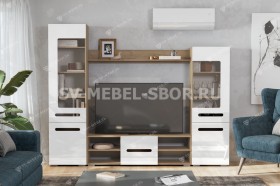 Мебель для гостиной МГС 6 (Исполнение 1/Дуб золотой/Белый глянец) в Исилькуле - isilkul.katalogmebeli.com | фото