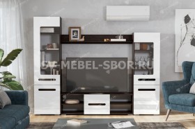 Мебель для гостиной МГС 6 (Исполнение 1/Венге/Белый глянец) в Исилькуле - isilkul.katalogmebeli.com | фото 1