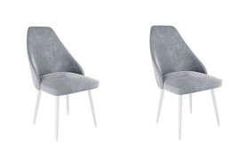 Набор стульев Милан 2 шт (серый велюр/белый) в Исилькуле - isilkul.katalogmebeli.com | фото