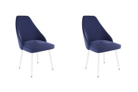 Набор стульев Милан 2 шт (синий велюр/белый) в Исилькуле - isilkul.katalogmebeli.com | фото