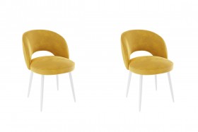 Набор стульев Моли 2 шт (жёлтый велюр/белый) в Исилькуле - isilkul.katalogmebeli.com | фото