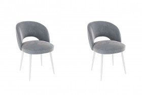 Набор стульев Моли 2 шт (серый велюр/белый) в Исилькуле - isilkul.katalogmebeli.com | фото