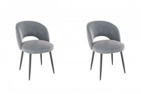 Набор стульев Моли 2 шт (серый велюр/черный) в Исилькуле - isilkul.katalogmebeli.com | фото