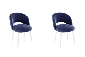 Набор стульев Моли 2 шт (синий велюр/белый) в Исилькуле - isilkul.katalogmebeli.com | фото