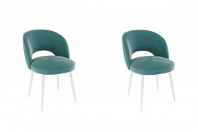 Набор стульев Моли 2 шт (зеленый велюр/белый) в Исилькуле - isilkul.katalogmebeli.com | фото