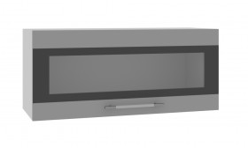 Норд ШВГС 800 Шкаф верхний горизонтальный со стеклом (Софт черный/корпус Белый) в Исилькуле - isilkul.katalogmebeli.com | фото