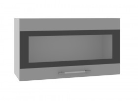 Олива ВПГСФ 800 Шкаф верхний горизонтальный со стеклом с фотопечатью высокий (Снег глянец/корпус Серый) в Исилькуле - isilkul.katalogmebeli.com | фото