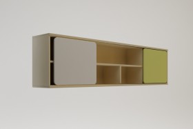 Полка между шкафами 1660 Эппл (Зеленый/Белый/корпус Клен) в Исилькуле - isilkul.katalogmebeli.com | фото 2