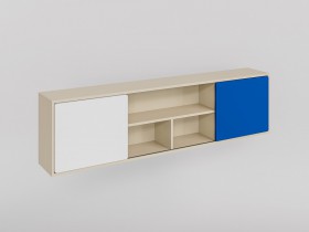Полка между шкафами 1660 Скай люкс (Синий/Белый/корпус Клен) в Исилькуле - isilkul.katalogmebeli.com | фото 1