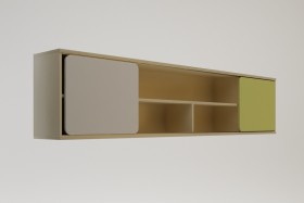 Полка между шкафами 1960 Эппл (Зеленый/Белый/корпус Клен) в Исилькуле - isilkul.katalogmebeli.com | фото 2