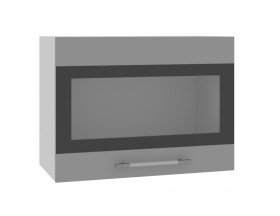 Ройс ВПГСФ 600 Шкаф верхний горизонтальный со стеклом с фотопечатью высокий (Черника софт/корпус Серый) в Исилькуле - isilkul.katalogmebeli.com | фото