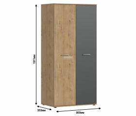 Шкаф 2-х дверный Мамбо СБ-2371 Н (Дуб Бунратти / Диамант серый) в Исилькуле - isilkul.katalogmebeli.com | фото 2