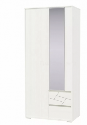 Шкаф 2-х дверный с ящиками Аделина 1000 Рамух белый в Исилькуле - isilkul.katalogmebeli.com | фото 1