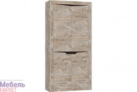 Шкаф 2-х створчатый комбинированный Хилтон (Дуб юкон/Гранж) в Исилькуле - isilkul.katalogmebeli.com | фото