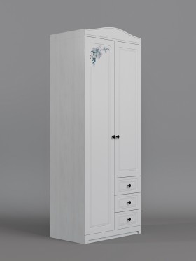 Шкаф 2-х створчатый с ящиками Бэлла (Выбеленное дерево/Белый) в Исилькуле - isilkul.katalogmebeli.com | фото